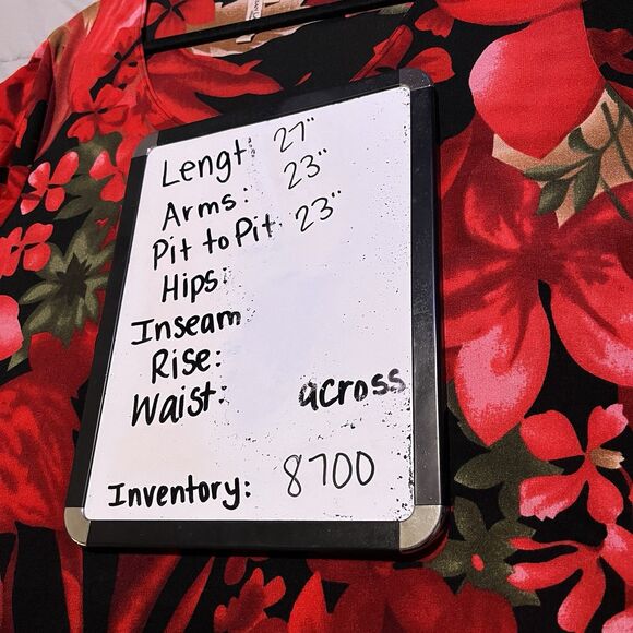 Susan Lawrence Red Tan Floral Stretchy Slinky Long Sleeve Top Womens Size 2X - Picture 10 of 10